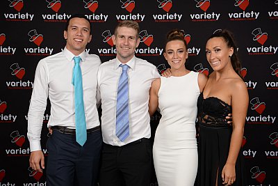 Charity Gala event photo against media wall in Brisbane