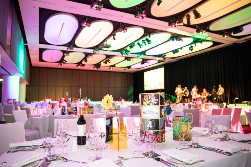 Room decoration ready for a real estate awards night.